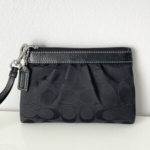 Coach Signature Small Wristlet Zip Pouch Bag